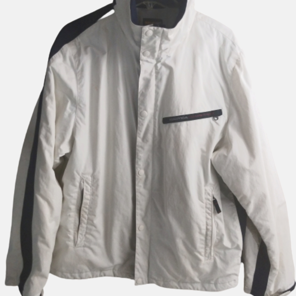 Nautica Competition Jacket Vintage Mens XL White 90s Full Zip y2k